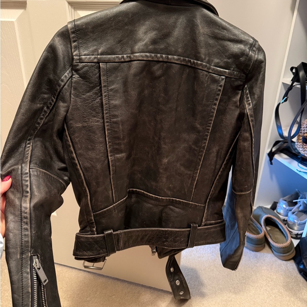 GAP leather biker jacket Small - image 4
